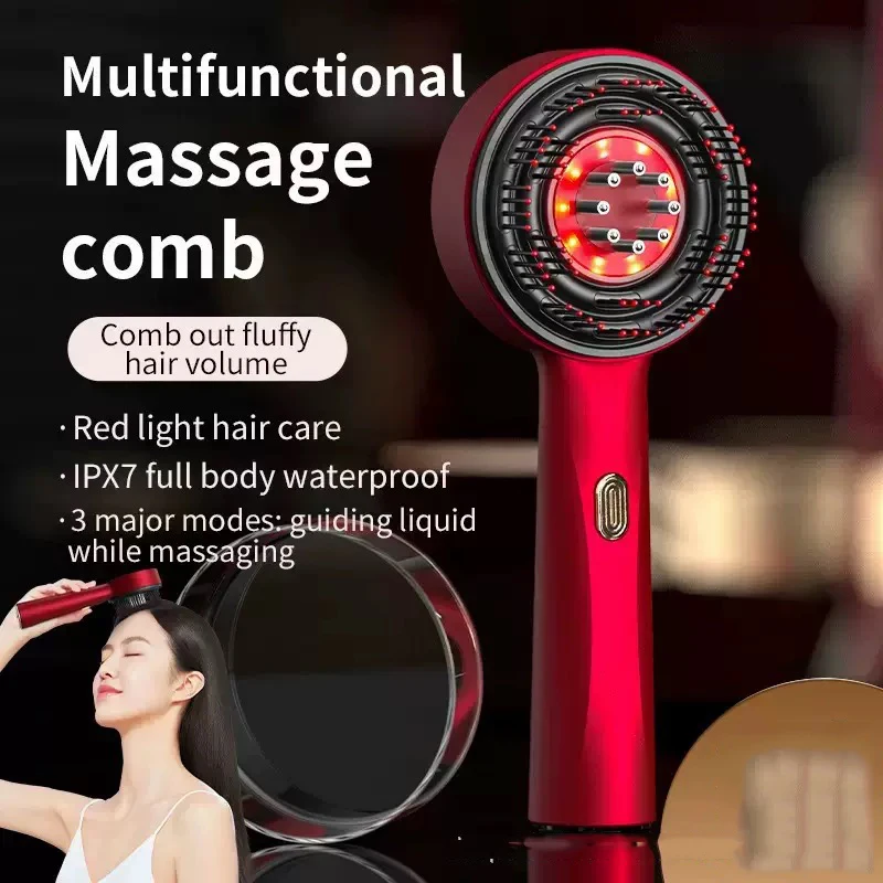 

Electric Vibration Massage Comb With Red Light Therapy, Hair Growth Massage, Scalp Brush, Anti-Hair Loss, Liquid Oil Applicator