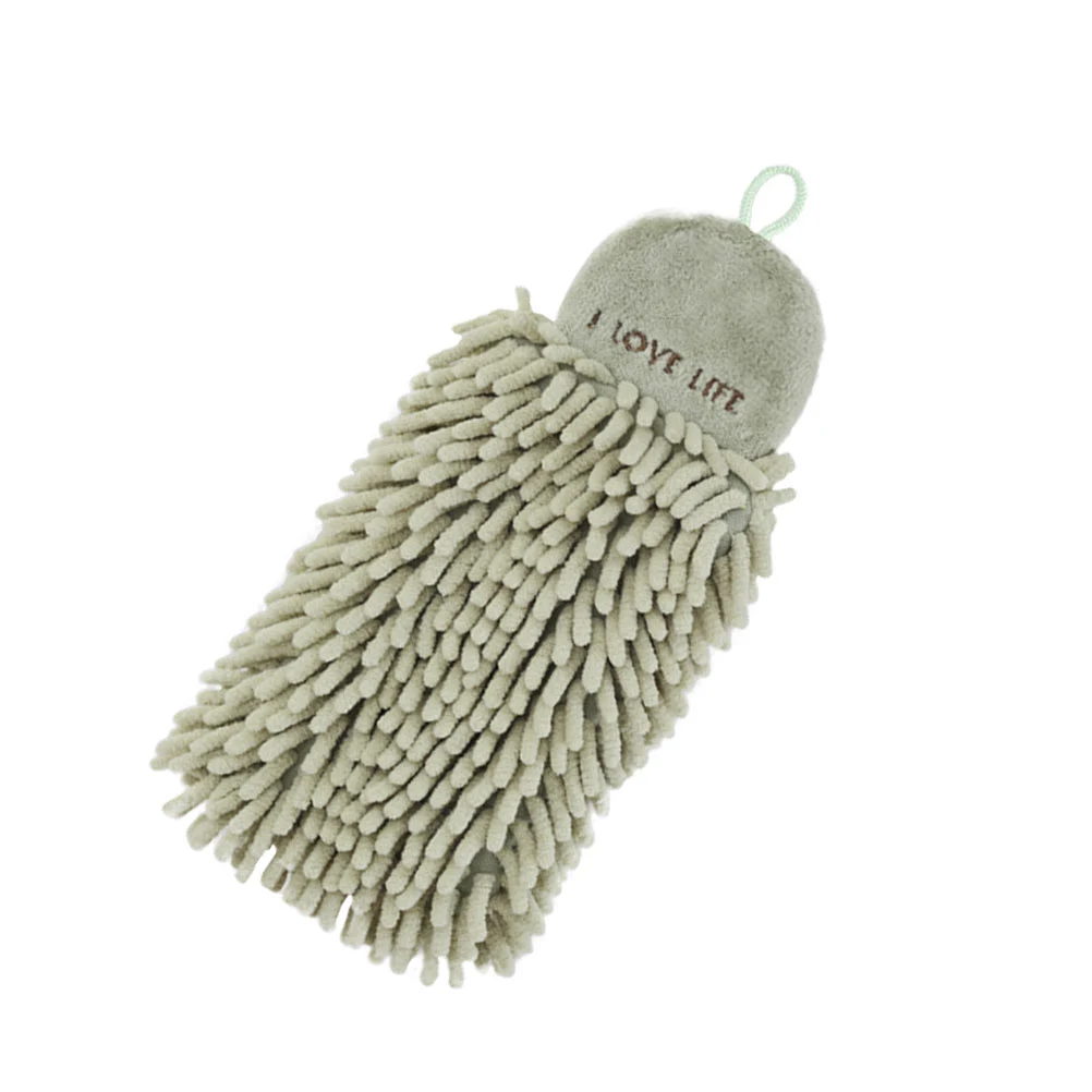 

1pc Chenille Water-Absorbent Hand Towel For Kitchen Bathroom Hanging Design Quick Dry Soft Easy Cleaning Washcloth Light