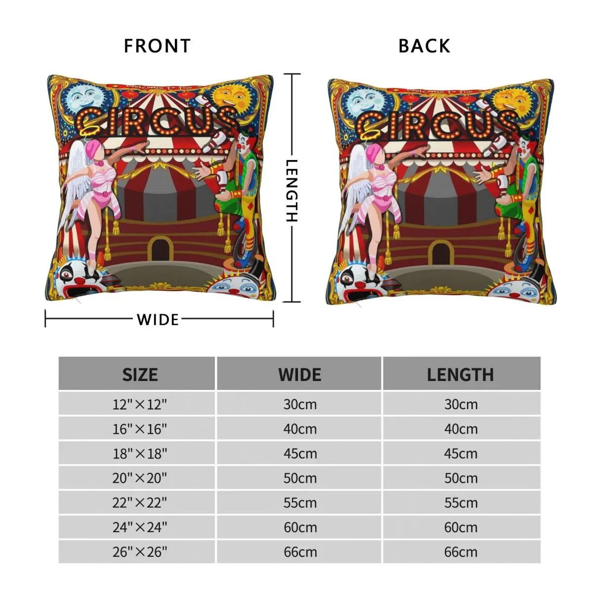 Carnival Circus Amusement Family Square Pillowcase Polyester Linen Velvet Creative Zip Decor Home Cushion Cover 45x45