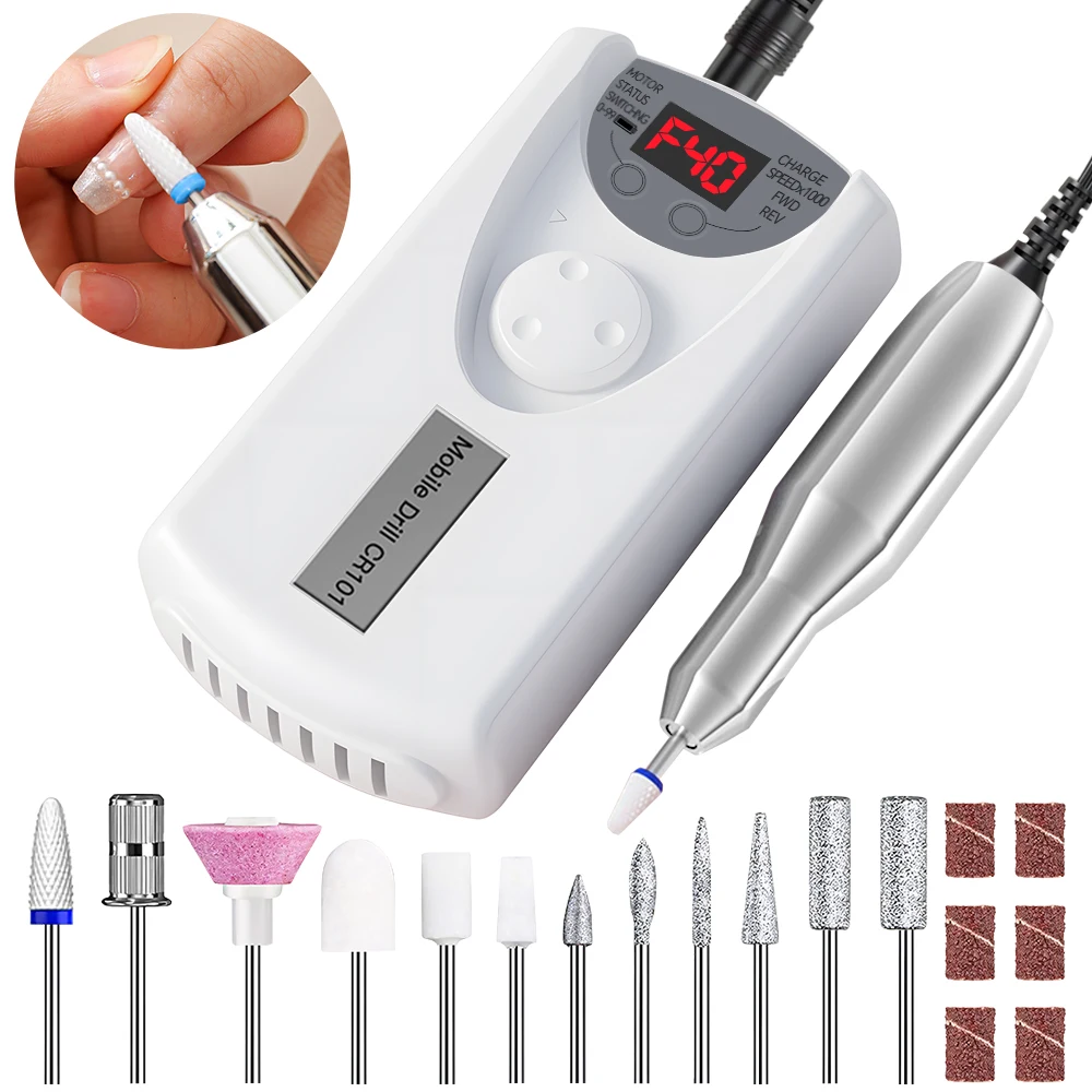 

Электрическая фрезерная машинка для маникюра и педикюра 40000 об/мин, сверхмощная, для акриловых и гелевых ногтей, перезаряжаемая, с набором насадок