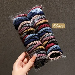 50pcs Girl Mixed Color Simple Hair Ties Hair Accessories