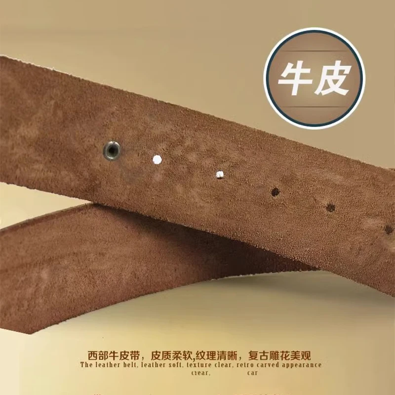 Baslong เข็มขัดขี่ม้าเข็มขัด Western คาวบอยอัศวินอุปกรณ์ First Layer Cowhide อัศวินเสื้อผ้า Retro Elegant เข็มขัด