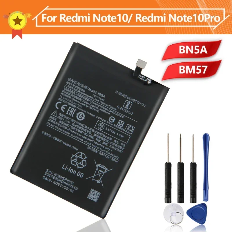 

Production in 2024 Phone Replacement Battery BN5A BM57 For Xiaomi Mi Redmi Note10 Pro Note 10 Poco Mi 3Pro Batteries With Tool