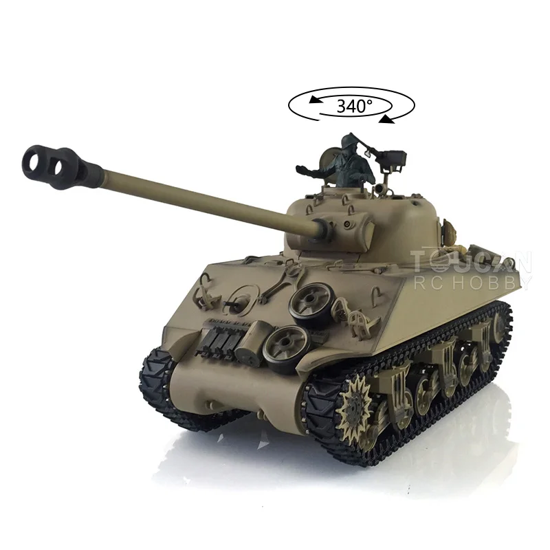 2.4G Henglong 1/16 Scale RC Tank M4A3 Sherman TK7.0 Plastic Version RTR Radio Control Tanks Model 3898 Toys for Adult TH17665