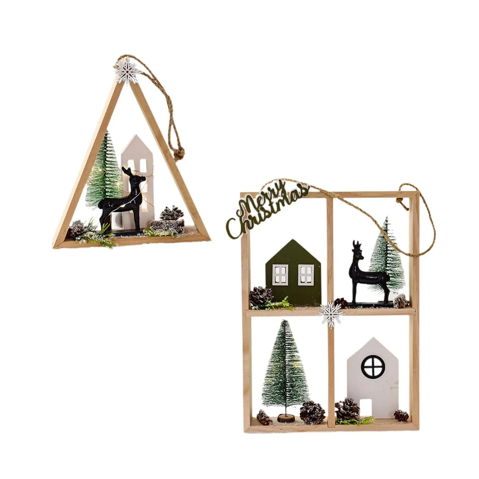 Christmas Decoration Wood Ornament Decorative Collection Gifts Hanging Pendant Photo Props for Holiday Wall Home Cabinet Door - view 3