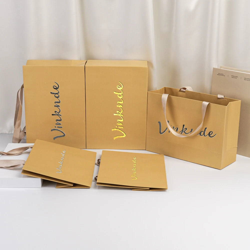 

Custom Logo Beige Gold Jewelry Handle Bag 28x10x20cm Valentine's Day Gift Packaging Organizer Shopping Travel Portable Pouches