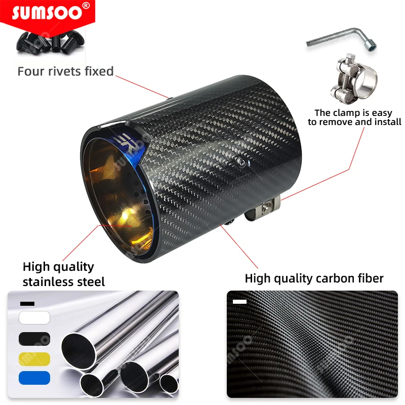 genuine SUMSOO 1PCS fit for  M2 F87 M3 F80 M4 F82 F83 exhaust modified Suitable   cars carbon fiber tail Muffler pipe tips