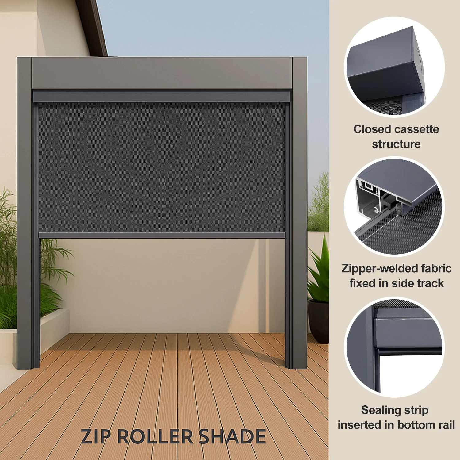 Tipiace 110V-220V Hard Wired Version Motorized Screens for Patio Outdoor 1% Openness Customized Size