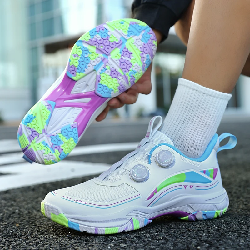 

2025 New style tennis shoes table tennis shoes breathable anti-slip fashionable button fashionable sports badminton shoes