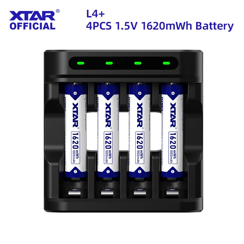 

XTAR 4PCS/8PCS AAA 1.5V 1620mWh Li-ion Battery +XTAR L4 AAA AA Battery Charger 4 Slots Intelligent LED Indicator