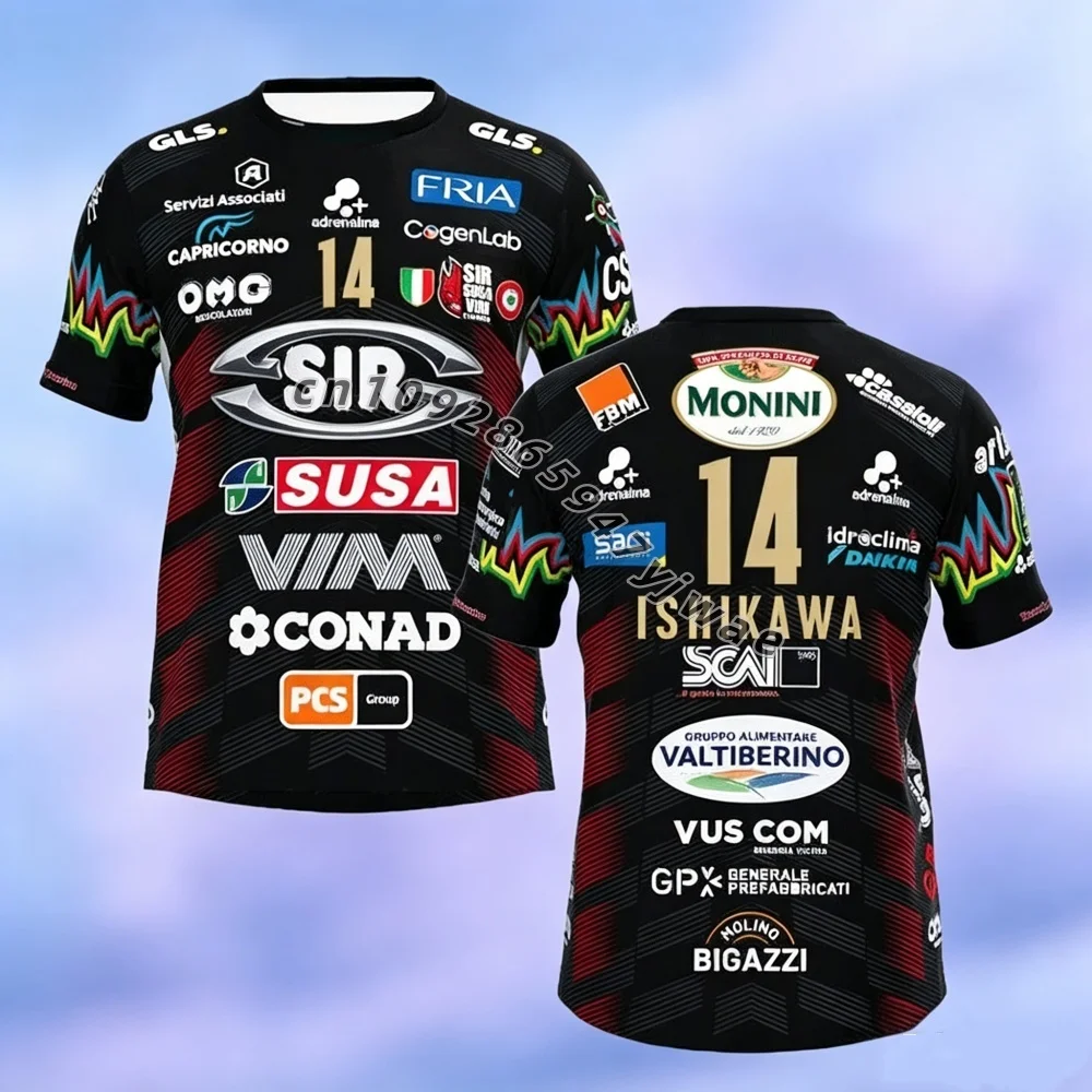 2026 Men Women No.14 Volleyball Jersey Sir Safety Perugia Tee Match Clothes Ishikawa  Sportswear MEN WOMEN BEACH  T-shirt