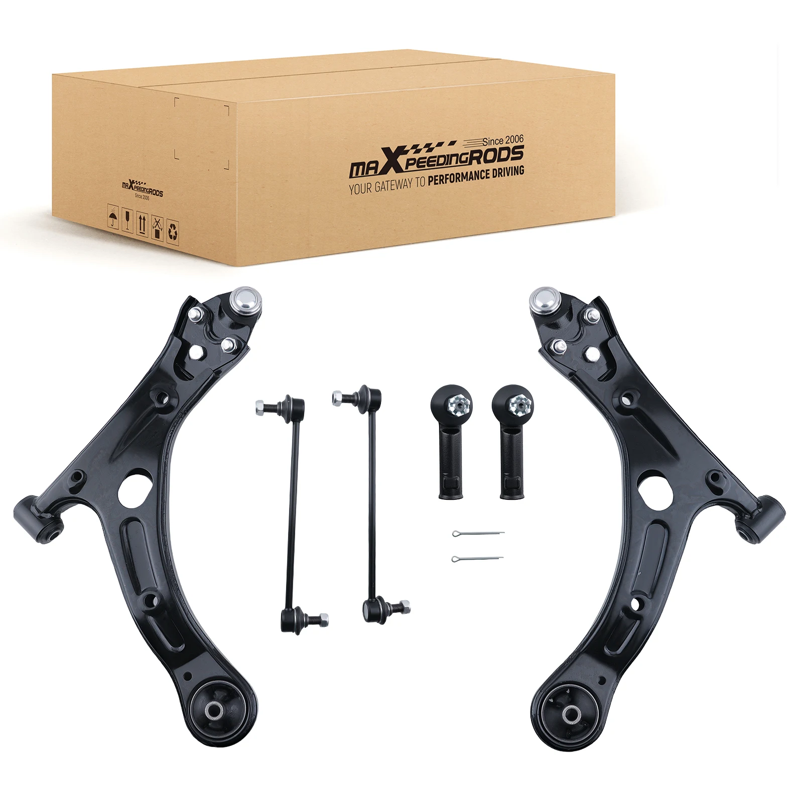 MaXpeedingrods MS861155 6pc Front Lower Control Arms + Tie Rods + Sway Bars For Toyota Corolla L LE XLE SE XSE LE 2014-2019