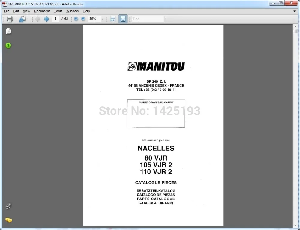 Manitou Forklift Parts Catalogs, Service Manuals And Operator's Manuals