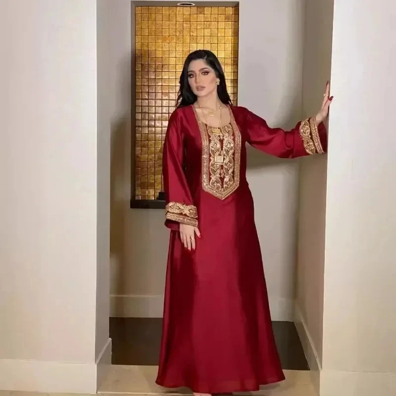 

Eid Muslim Women Abayas Party Maxi Dress Sequins Vestidos Ramadan Morocco Dresses Jalabiya Dubai Kaftan Islam Arab Long Robe