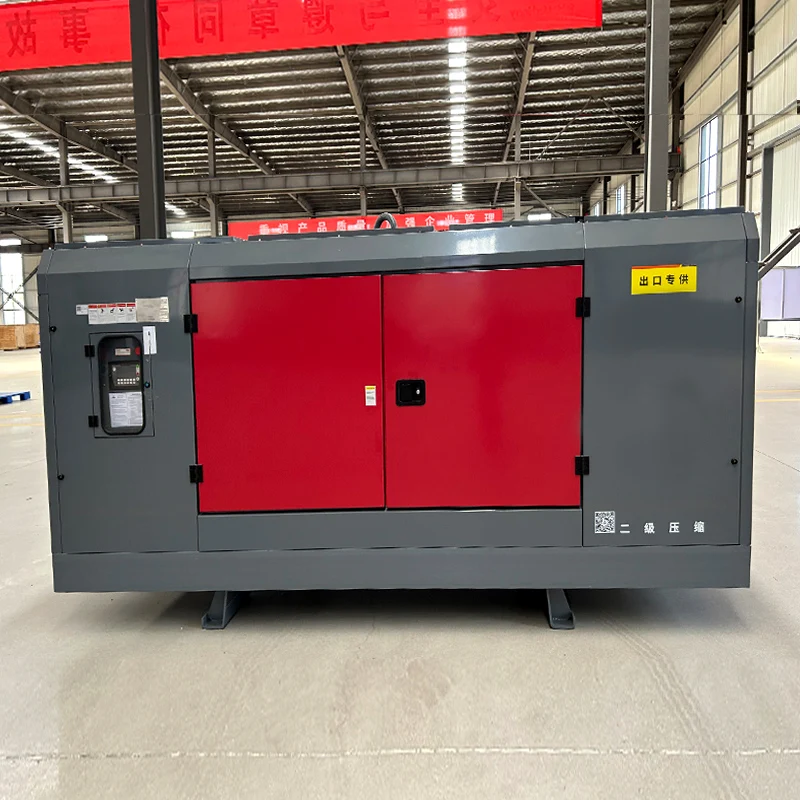 Customized Mute Mining Portable Diesel/Motor Lubricated Screw Air Compressor PLC Pump Engine Air-Cooled 380V 18Bar-26Bar Wheels