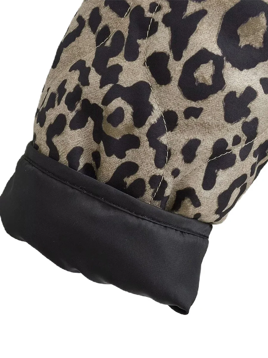 Giacca trapuntata leggera da donna invernale calda casual stampa leopardata autunno maniche lunghe cardigan con bottoni per capispalla streetwear retrò