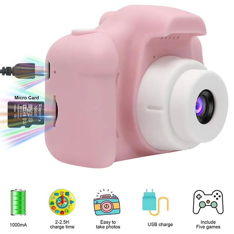 Cámara para niños 800w, bonita cámara para niños con tarjeta TF de 16GB, resistente al agua, pantalla HD de 1080P, juguete, cámara de fotografía para exteriores