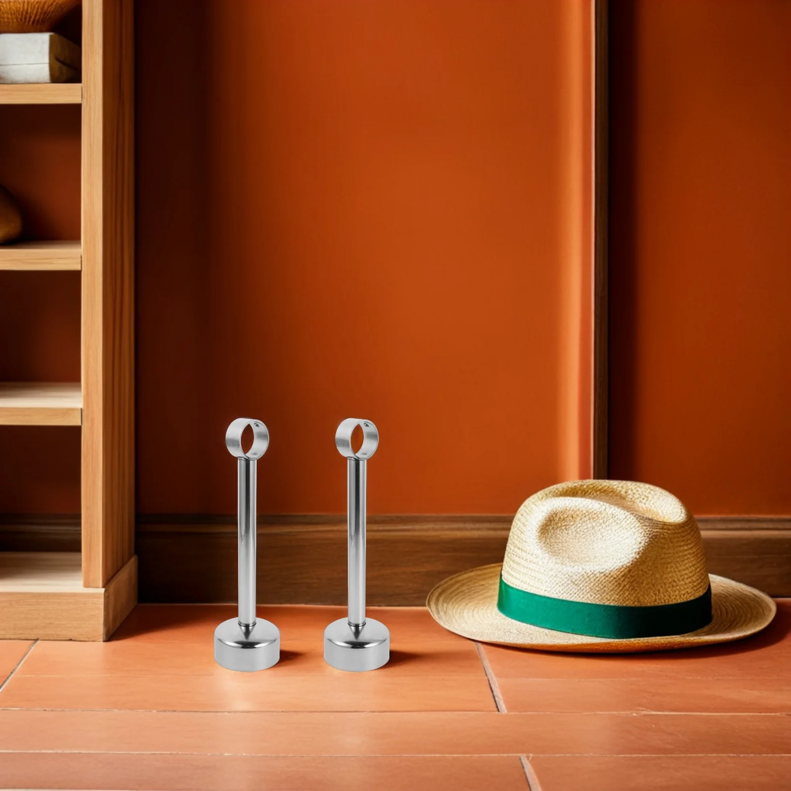 

2 set 2 Sets Stainless Steel Wardrobe Pole Brackets Heavy Duty Closet Rod Support Ceiling Mounted Pipe Holder Fixing Socket For