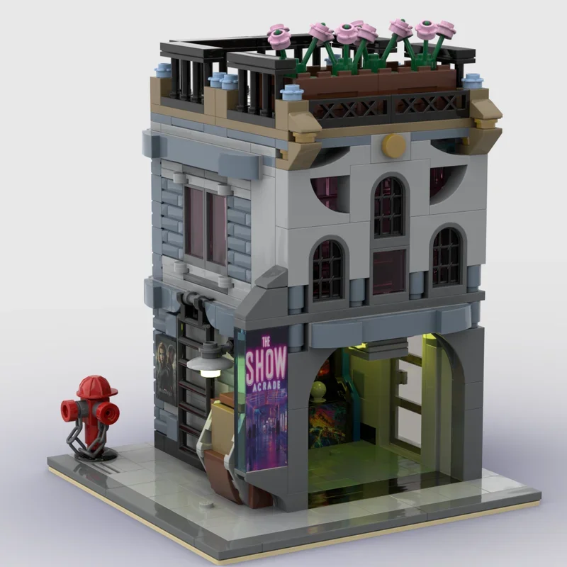 Moc Building Bricks The Show Arcade and Apartment echnology Modular City Street View Block Toys DIY Assembly Christmas Gifts