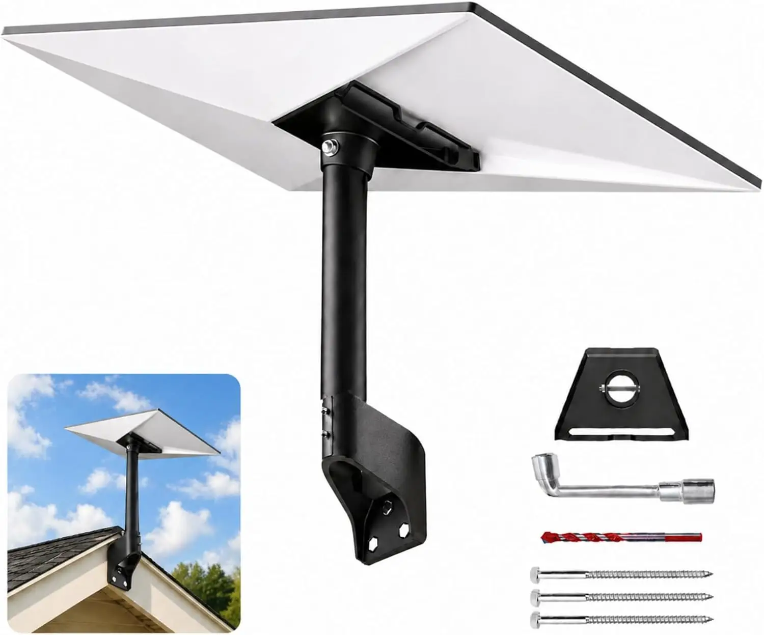 Standard 4 4X Wall Mount for Starlink, 360° Adjustable Gen 3 Dish with Adapter