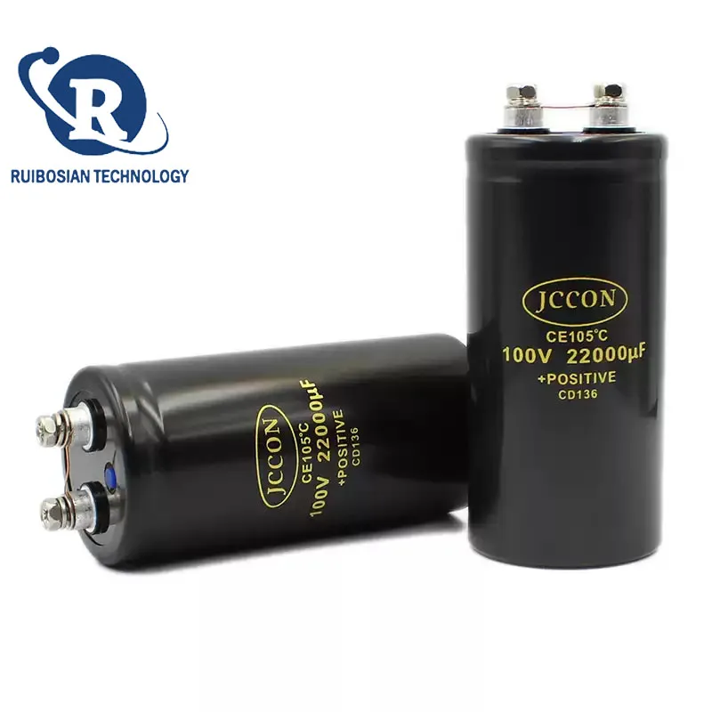 JCCON 100V22000UF MFDAluminum Bolt screw Audio Filtering Electrolytic Capacitor 105 ℃ 50x105mm CD136 Inverter Elevator Capacitor