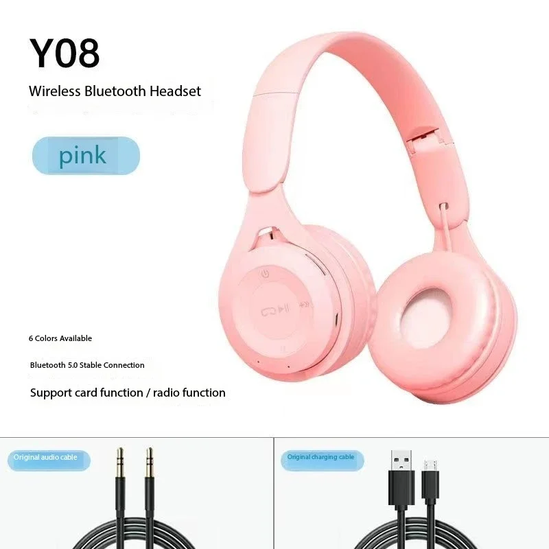 Bluetooth Headset Earphone Headphones Wireless Headphones Y08 Headphon Stereo Foldable Sport Gaming Macaron for Android IOS