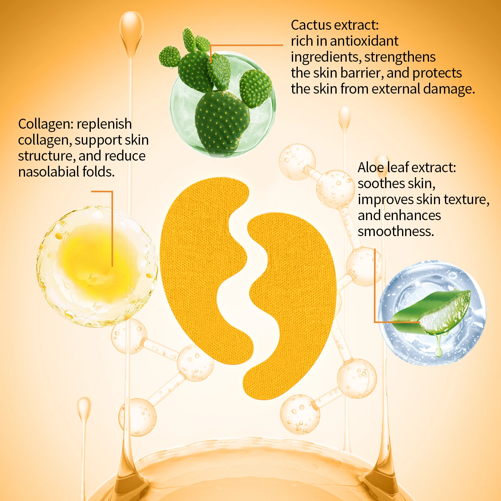 Parche para eliminar arrugas, pliegues nasolabiales hialurónicos, pegatina de Estiramiento facial, Gel reafirmante de líneas finas para la frente, mascarilla de colágeno antienvejecimiento