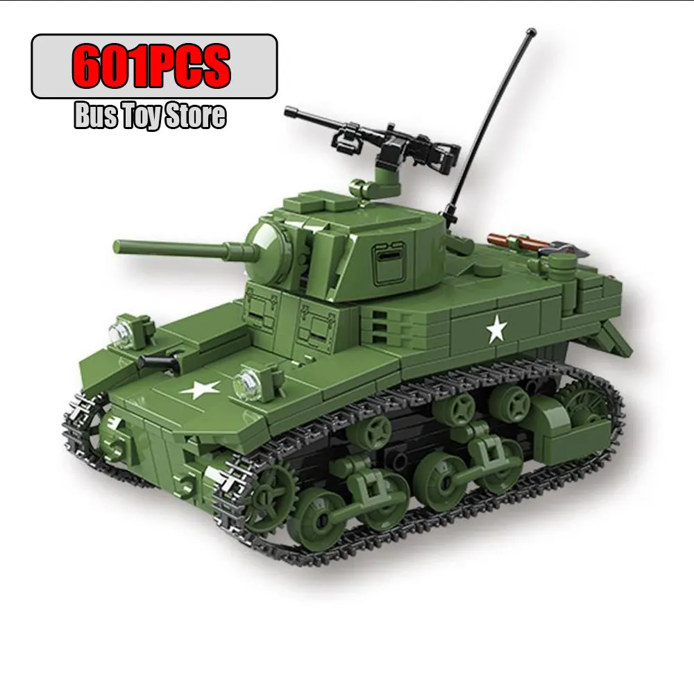 Ww2 Military Tanks Series Stuart Light Tank Tiger Leopard TANK Soldier Building Blocks Bricks Army Children Toys for Boy Gifts