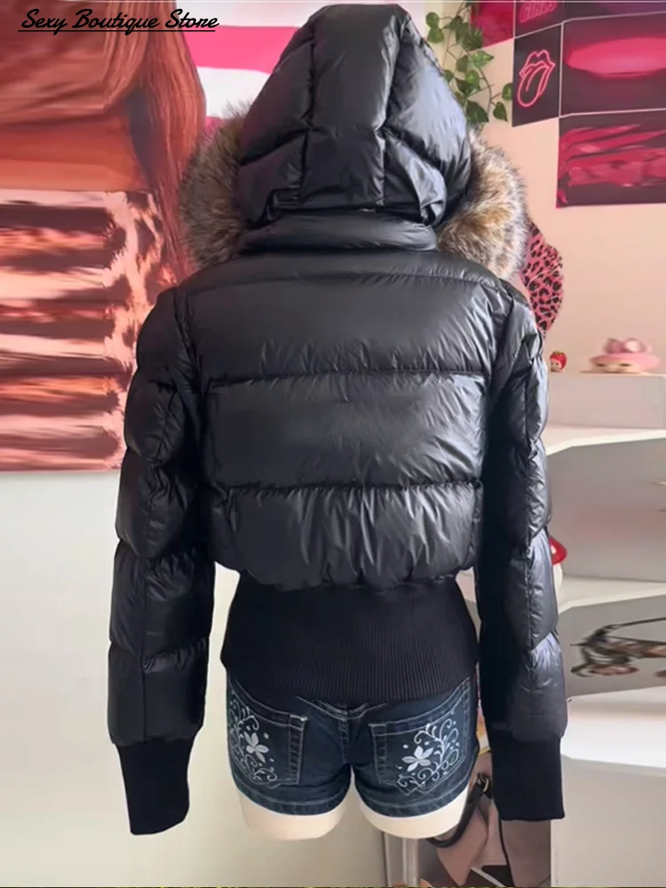 Chaqueta de algodón con costura de título para mujer, abrigo de manga larga con cuello de piel sintética, abrigos desmontables ajustados, prendas de vestir para señora nueva 2025