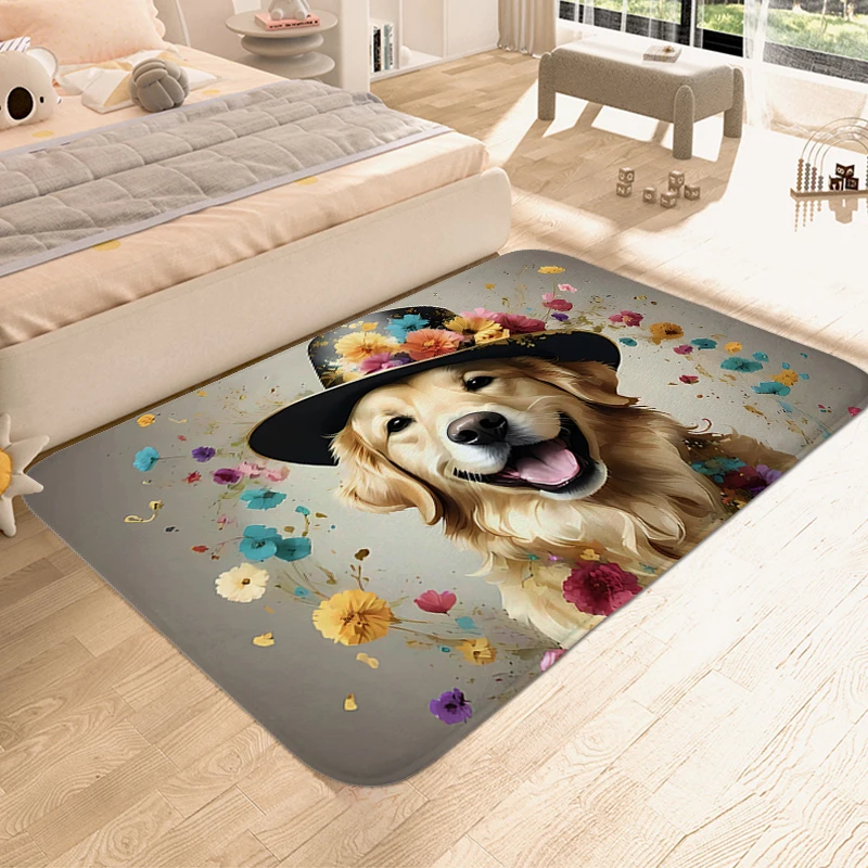 

Pet Dog Art Floor Mats for Home Bathmat House Interior Entrance Mat Washable Non-slip Kitchen Rug Aesthetic Bedroom Carpet