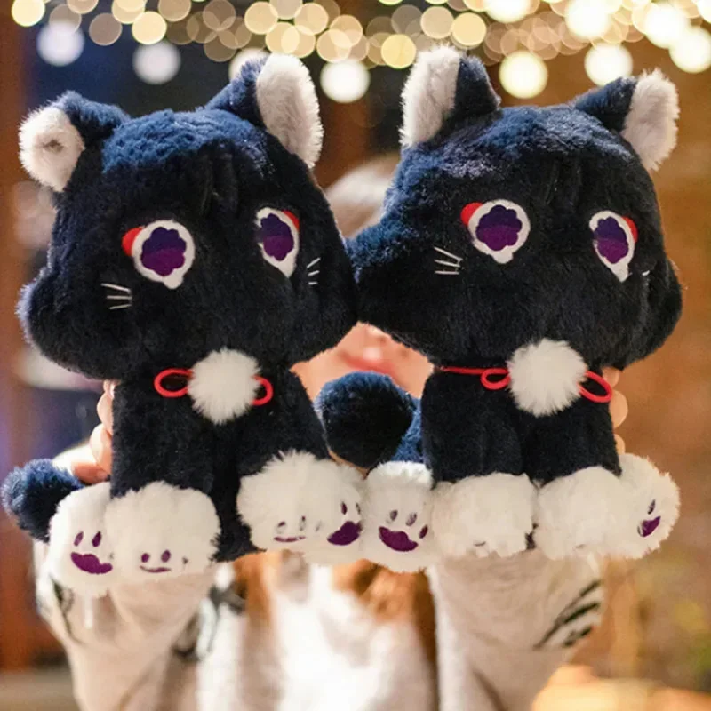 22cm Scaramouche Cat Plush Doll Cute Genshin Impact Wanderer Fluffy Cat Plushie Cute Cosplay Pet Stuffed Pillow Toy