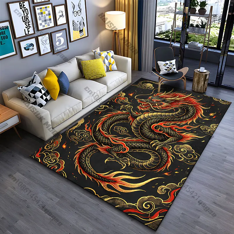 Fiery dragon power and strength carpet Yoga living room room decor children's crawling mat doormat area rug games mat