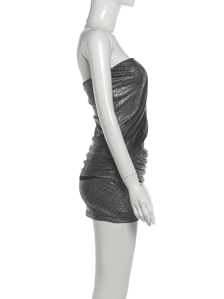 Weird Puss Rückenfreies Minikleid für Damen, Herbst-Trend, Ausgehöhltes Ärmelloses Pailletten-Patchwork-Midnight-Party-Pfirsichfarbenes Hüftbetontes Stretch-Bodycon-Kleid – Detail 8