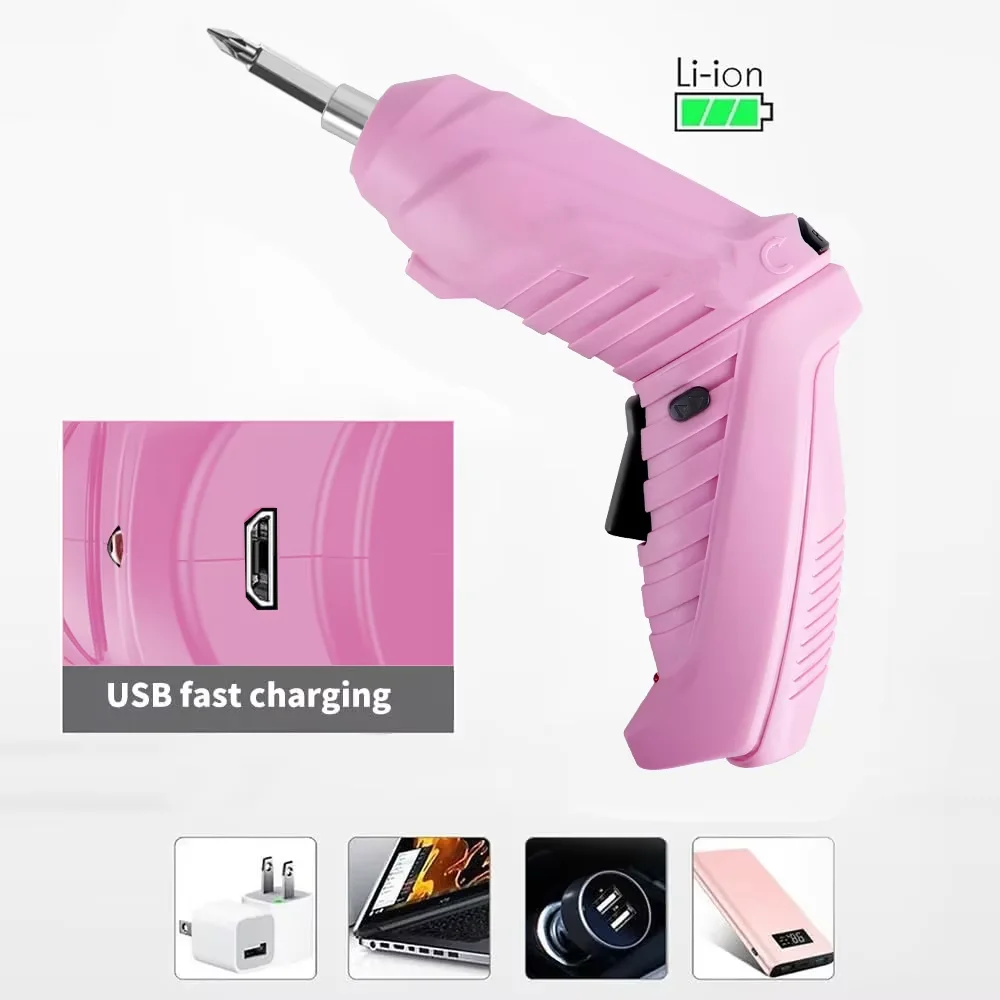 

Household Wireless Electric Screwdriver Alloy Steel Bit Battery Drill Rechargeable Cordless DIY Handicrafts Electric Screwdriver