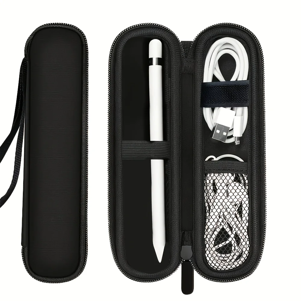 Black EVA Zipper Pencil Case | Safe Storage for Apple Pencil 1st & 2nd Gen, Stylus, Capacitive Pens & Accessories