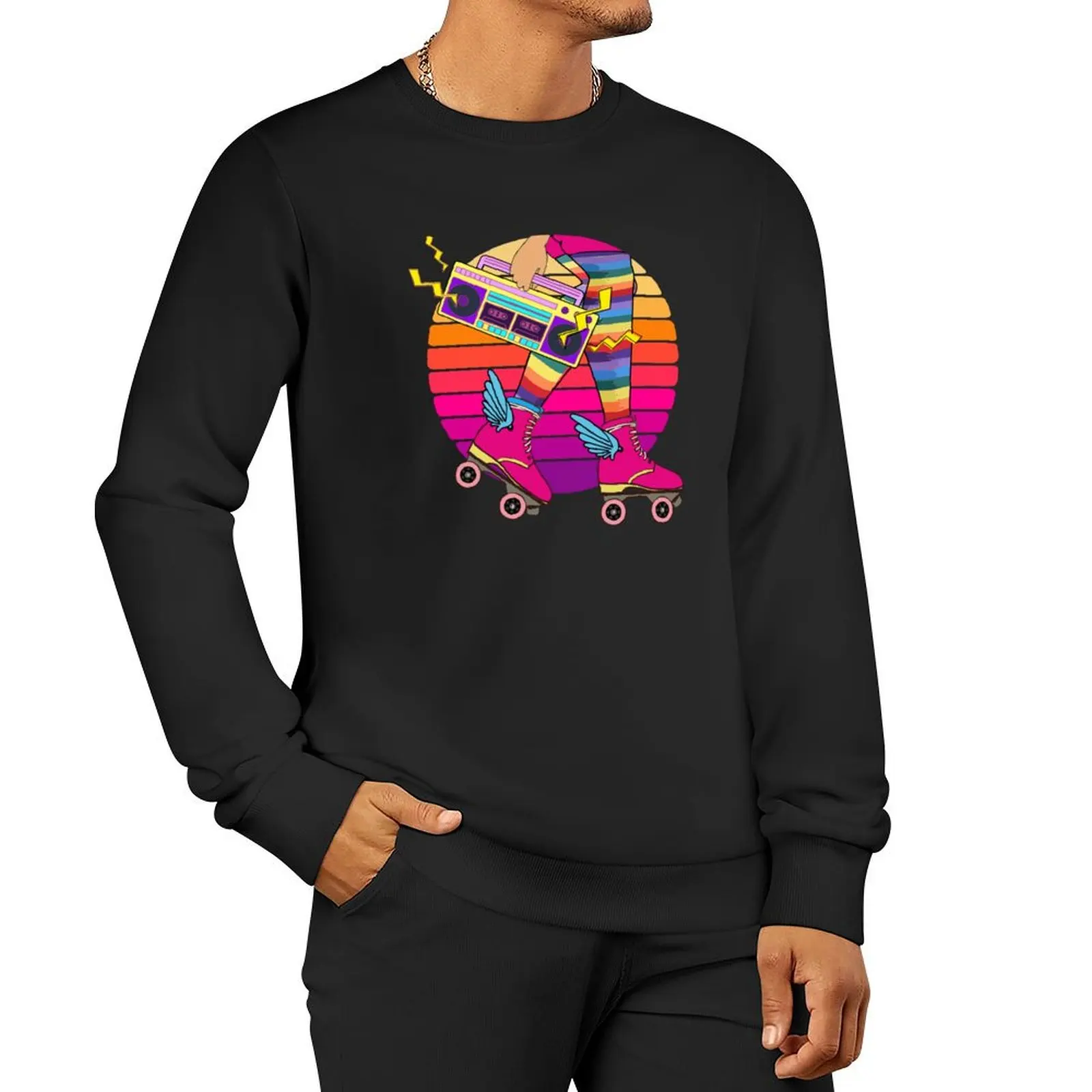 

Skating Girl Retro Disco Roller Skates Party Funny Pullover Hoodie men clothes men wear autumn streetwear men sweatshirt