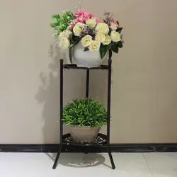 2-Tiered Metal Plant Stand, Alto Planta Prateleira, Suporta Rack, Interior e Exterior, Decoração de Casa, Vaso De Flores, Decoração Do Jardim