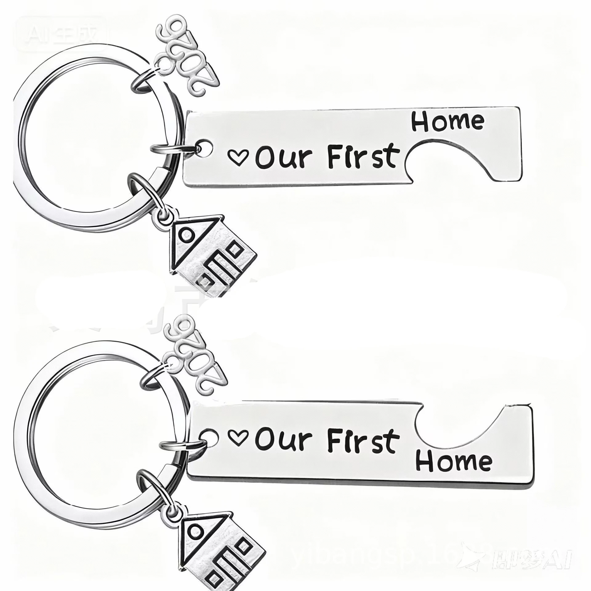 1/2Pcs Home Keychain Engraved Our First Home House Keyring 2026 Couples Housewarming Gifts Lovely Gift For New Home Owners