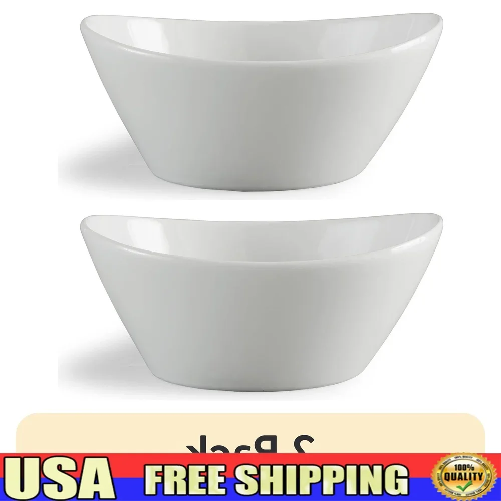 

2 Pack White Porcelain Wavy Serve Bowls Dishwasher Microwave Oven Safe Versatile Serving Bowls Salad Pasta Sides and More