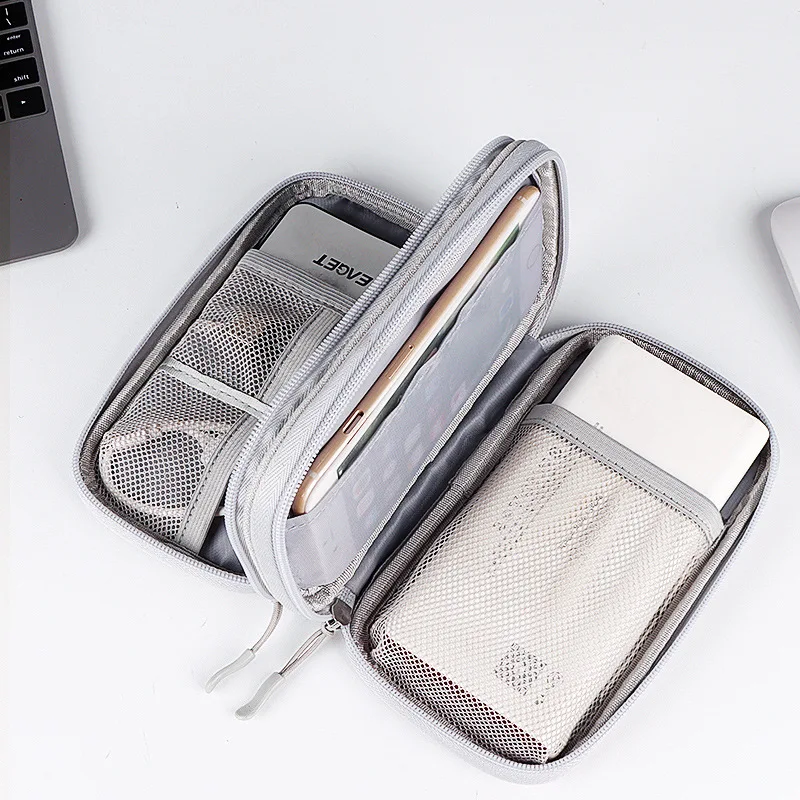 1 Pink/grey/black/dark Blue Travel Portable Digital Product Storage Bag USB Data Cable Storage Box Headphone Charging Box Bag