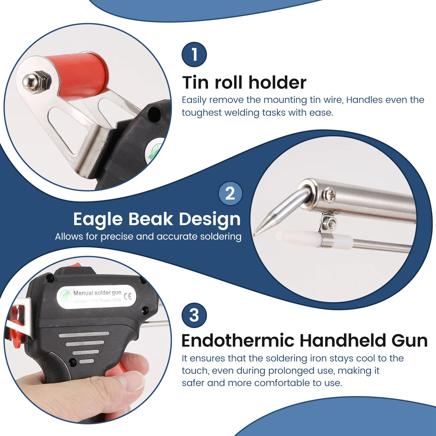 

VELIF-Soldering Iron 60W Eagle Beak Endothermic Handheld Tool Heated Household Repair Tool Manual Tin Dispensing