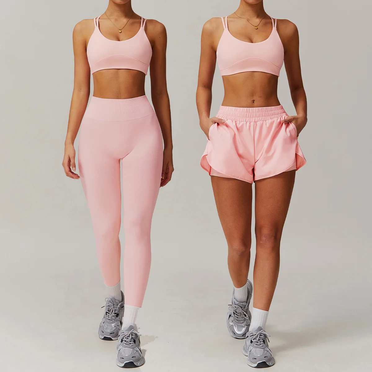 Yoga Set Women Gym Tank Top Suit Sport Tracksuit Outfits Fitness High Waist Leggings Gym Running Clothes Long Sleeve Shorts Suit
