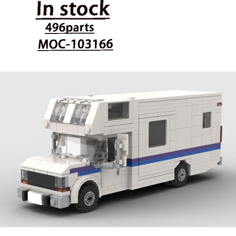 City MOC-103166 Traffic Global Travel Self-Driving Camping RV Model 496 Parts Adult Birthday Christmas New Year Toy Gift