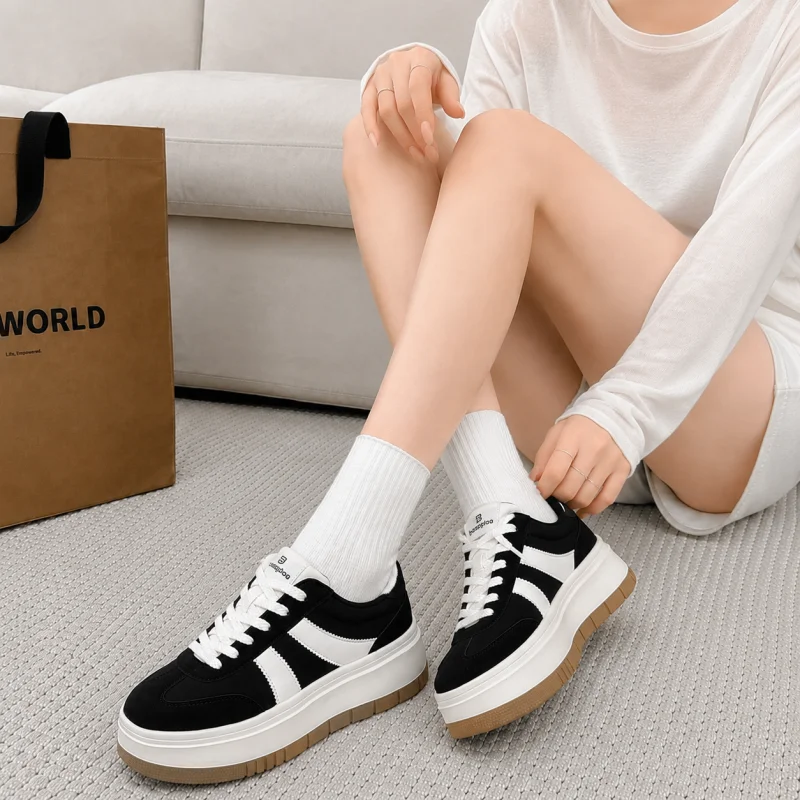 Baasploa Women Platform Sneakers Chunky Thick Sole Fashion Casual Walking Shoes Lace Up Comfort Non Slip Street Style Sneakers
