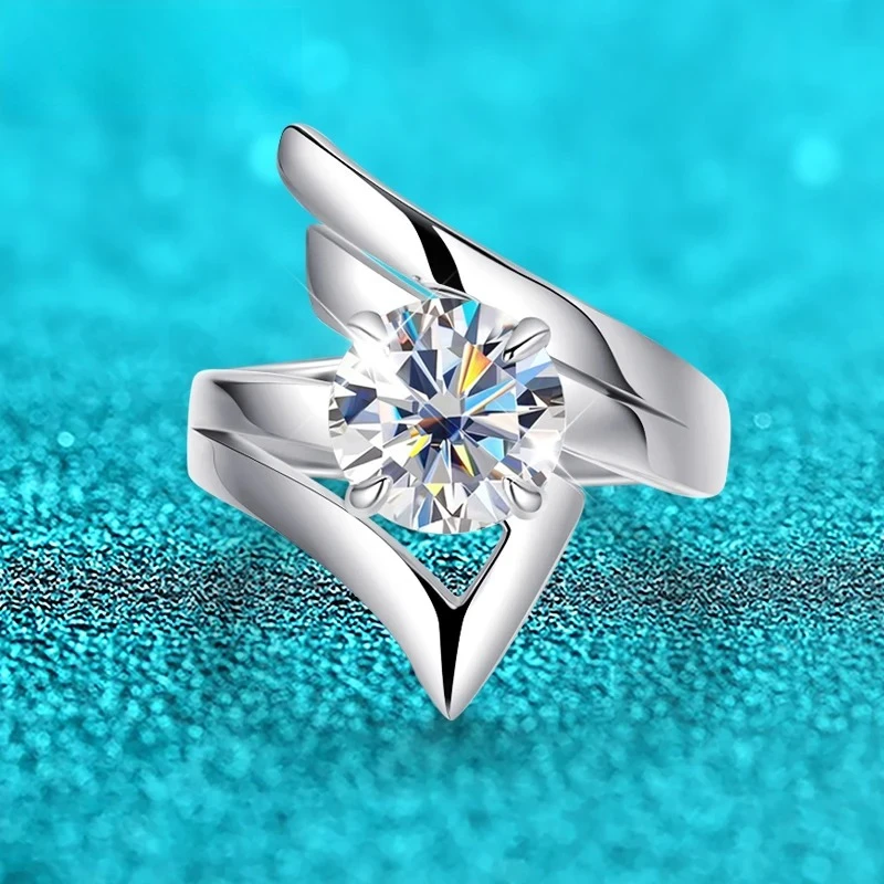 

2CT D VVS1 Certified Adjustable Moissanite Rings for Women Man Hip Hop Jewelry 925 Sterling Silver Original Dating Ring