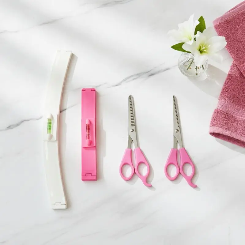 4Pcs Durable Hair Cutting Tool Kit Bangs Trimming Scissors Comb Set for Kids & Adult Home Hairdressing