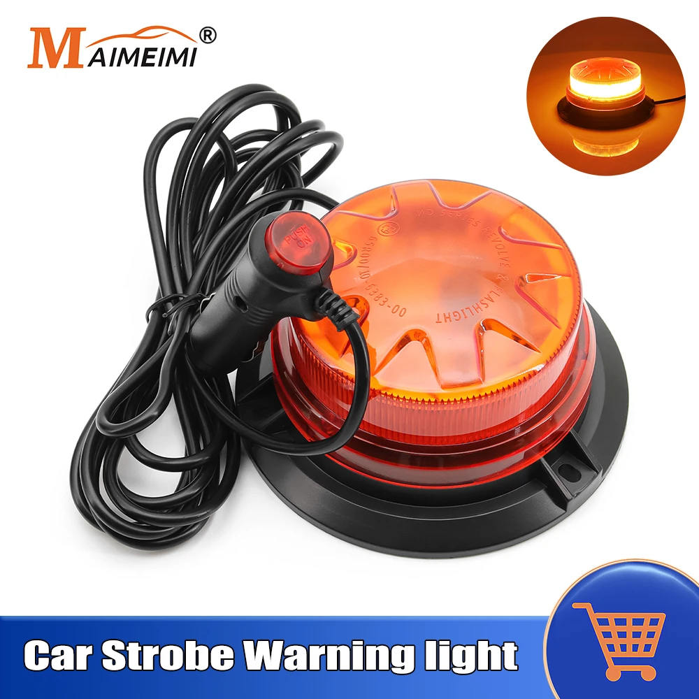Magnetic Base Car LED Emergency Strobe Light Auto Roof Flashing Hazard Warning Light 12V/24V Vehicle Safety Beacon Lamp