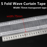 Width 75mm Transparent Curtain Heading Pinch Pleat Tape Home Sewing Curtain Accessories Tape For S Fold  Wave curtain Ribbon