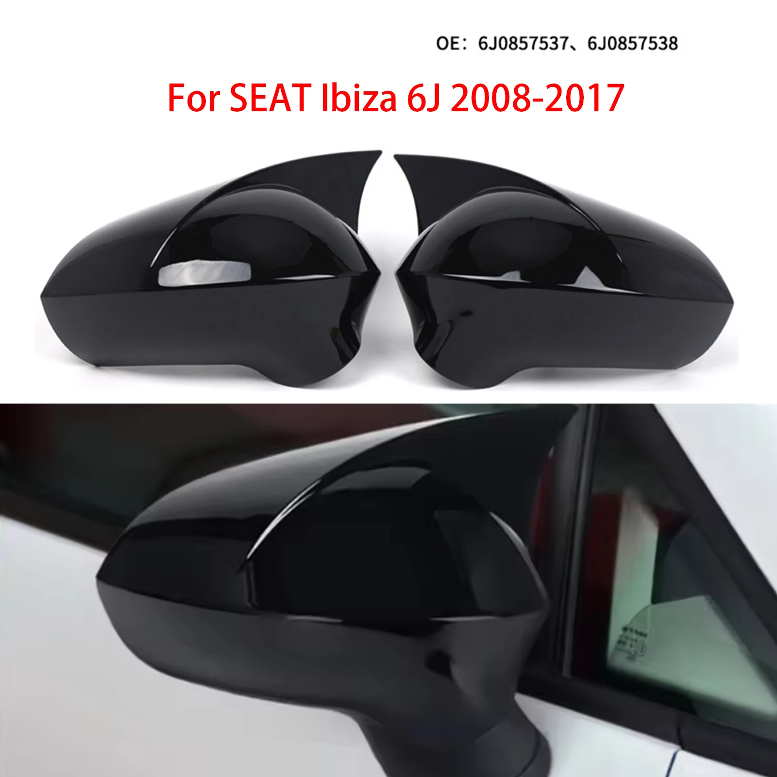 

1 Pair Car Mirror Cover Caps Parts Accessories For Seat LEON 1P IBIZA 6J EXEO 3R 2008-2017 Side Rear View External Part
