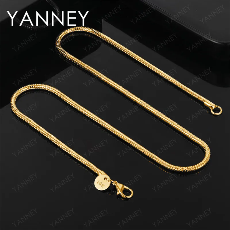 

925 Sterling Silver 18K Gold 3mm Snake Chain Necklace Men's Women's Fashion Punk Accessories Jewelry Chain Necklace